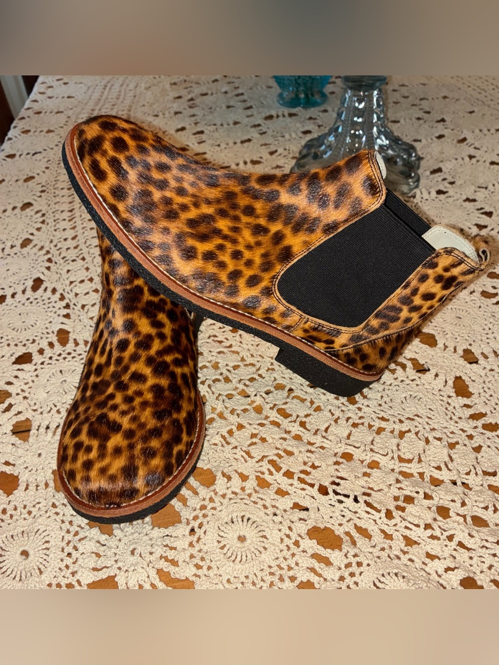 Like New Boden Leopard Chelsea Booties in Copper and Black